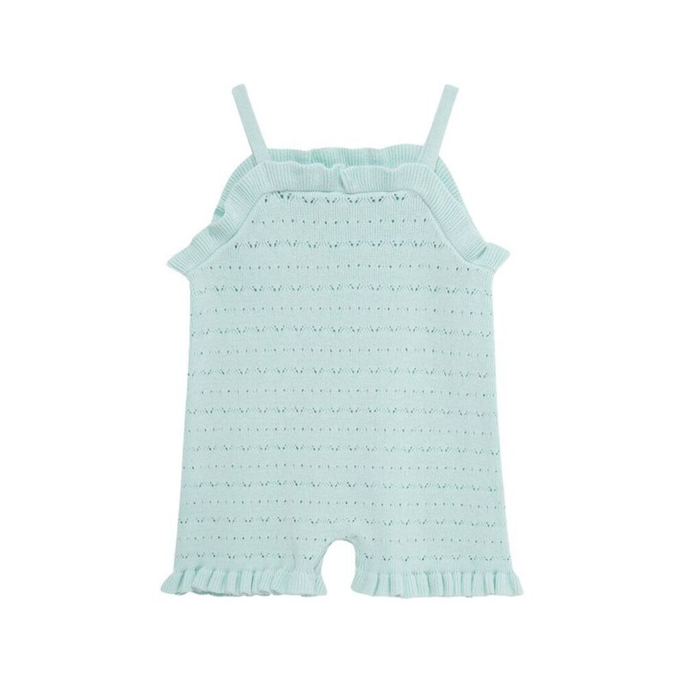Little Me Aqua Pointelle Knit Romper